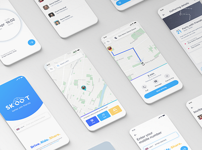 skoot - ride sharing app app branding design ui ux