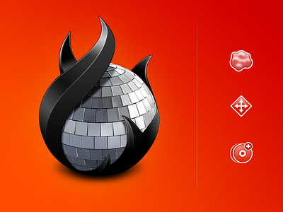 Disco black cd cloud disc burning disco disco ball flames icon mac app