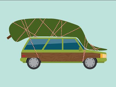 It's not going in the yard, Russ. christmas tree christmas vacation illustration station wagon tree vector