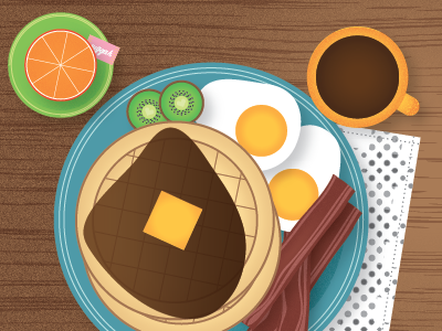 breakfast bacon breakfast illustration illustrator vector waffles