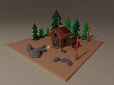 Low Poly House in Woods 3d blender cg cgi low poly