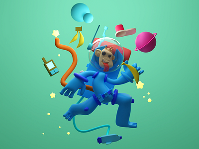 Space Monkey 3d art artwork blender graphic illustration render