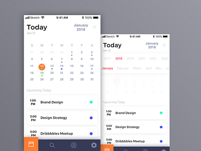 Calendar App app calendar design event events ios ui