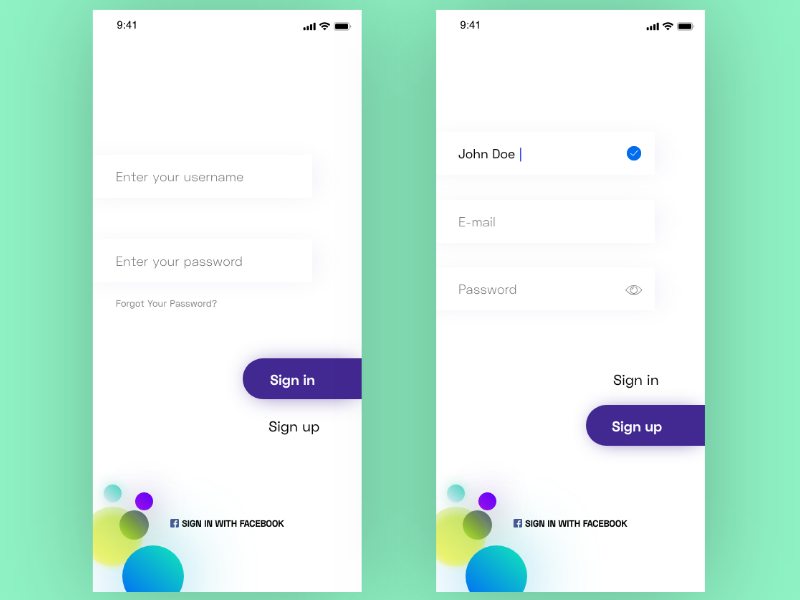Sign In & Sign Up Screen by AbdElhaleem Waheed on Dribbble