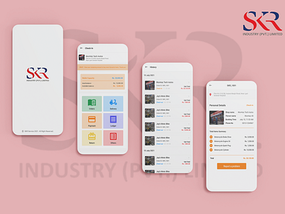 SKR Auto Parts mobile app design