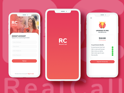 Real Call Mobile App design