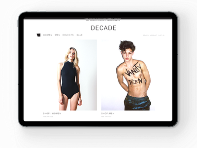 DECADE webshop iPad branding design fashion fashion brand fashion design futurecommanddesignoffice identity japan logo ux vector