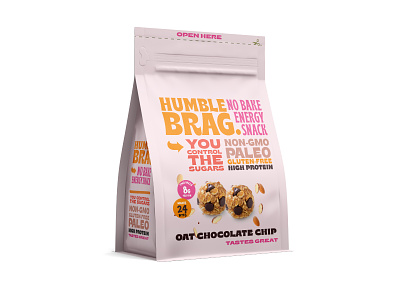 HUMBLE BRAG - NO Bake Energy Snack - Concept for Canadian Market branding chocolate design energy snack no bake package typography vector