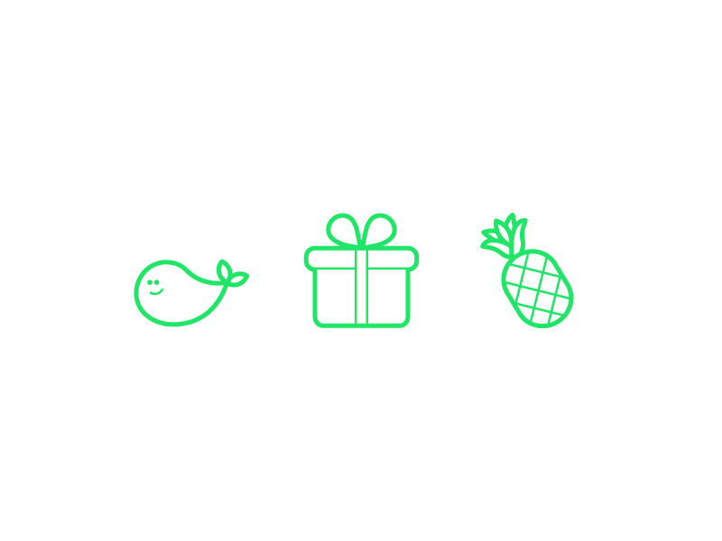 Friendly Emojis brand design emojis friendly friendlydc gif gift icons illustration lineart pineapple whale