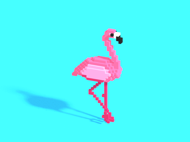 Flamingo the Tap Dancer 3dmodeling b3d blender flamingo illustraion isomatric lego magicavoxel voxel voxel art