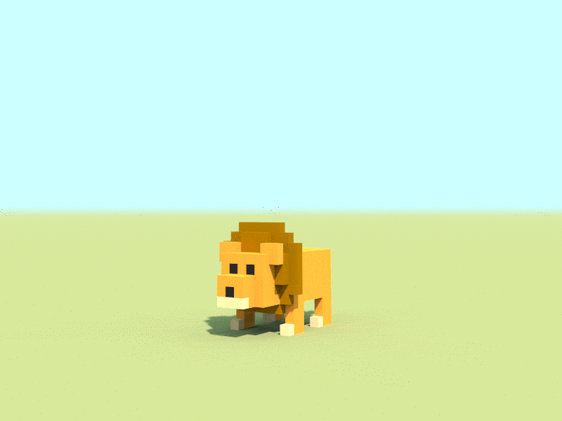 Lonely Lion 3d 3d animation 3dmodel b3d lego lion magicavoxel voxel