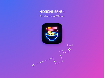 App Icon - Day 05 #DailyUI 🍜✨ app dailyui005 darkui food gmap gradation icon illustration map neon light neonsign nightlife photoshop uiuix