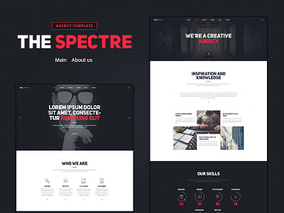 The Spectre_Main, About us agency dark design minimal presentation psd red sketch template ui web website