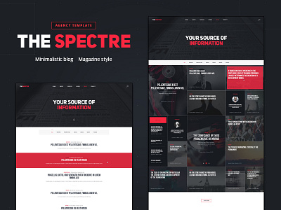 The Spectre_Blog agency dark design minimal presentation psd red sketch template ui web website