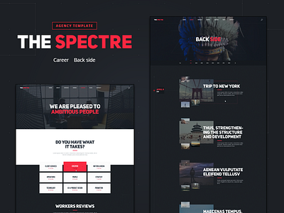 The Spectre_Career, Back Side agency dark design minimal presentation psd red sketch template ui web website