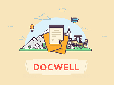 Docwell coliseum documentation flat illustration mountain pyramid travel