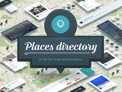 Places Directory_UI Kit advertisement map presentation psd searching sketch template uikit website widgets