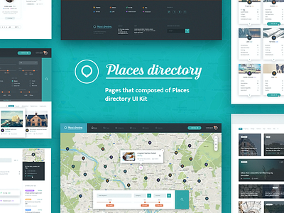 Places Directory_Pages advertisement map presentation psd searching sketch template uikit website widgets