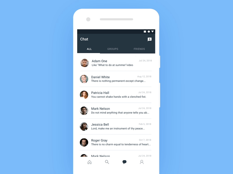 Social network_chat & contacts android app chat clean contacts light material minimal mobile social ui ux