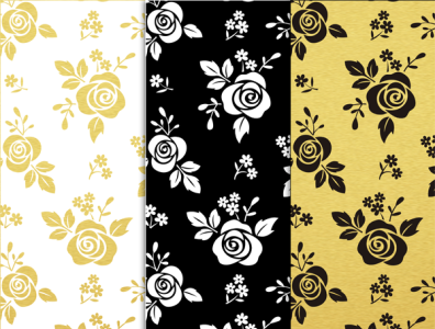 scrapbook paper - black white and gold leaf