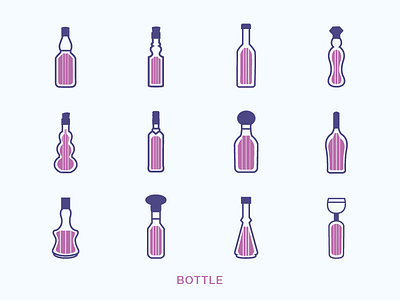 Icon Set - Bottle beer bottle design drinks glass icon set icons illustration line icon wine