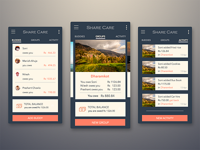 Share Care android app app design design dollar icons ios iphone line icon money share travel