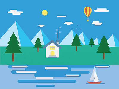 Illustration - WIP boat house icon icon set illustration illustrator landscape mountains photoshop tree vector wallpaper