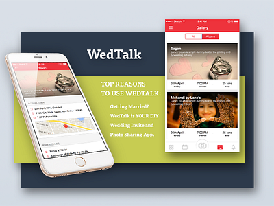 Wedtalk - Personalised wedding app android app app design apple event gallery invite ios marriage sketch social platform wedding