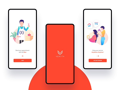 Venita 2d android app app design apple branding design icon icons illustration illustrations ios iphone mobile onboarding onboarding screen typography ui ux vector