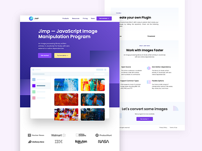 Landing page for your JavaScript library landing page minimalism product web design