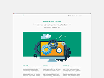 About Page clean columns developer emerald flat gears illustration minimal ui web