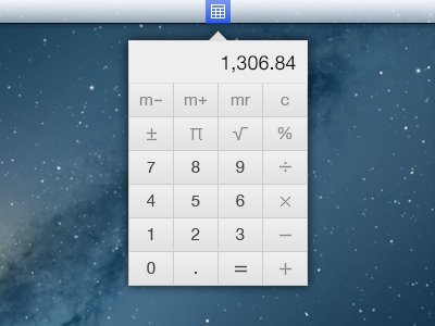 OS X Calculator app application calculator clean drop down helvetica light mac minimal os os x osx simple user interface