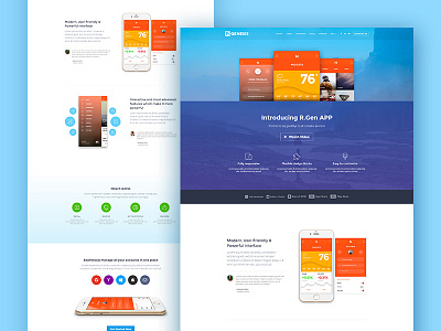 AppLead - Landing Page app blue landing layout lead marketing one page r.gen services themeforest web app web design