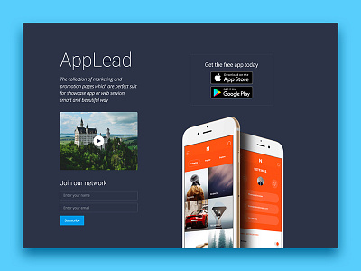 AppLead Dark theme app landing pages app app store applead dark theme landing marketing web website