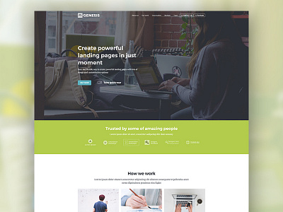 Landing page demo green landing one page promote startup template theme web