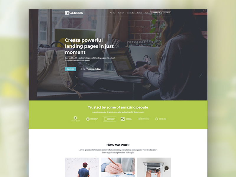 Landing page demo promote template one page landing startup web green theme