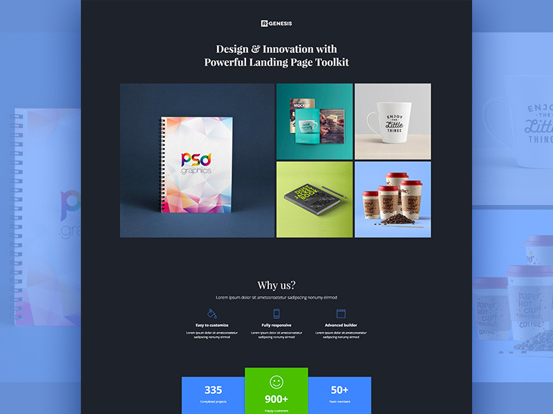 Creative One-Page Portfolio Showcase work creative showcase blue portfolio one page agency startup grid dark theme