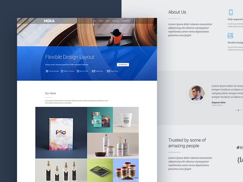 Moxa Digital Agency site business creative portfolio showcase onepage r.gen rgen landing page web