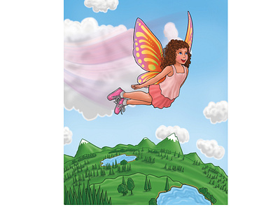 Flying, book illustration illustration