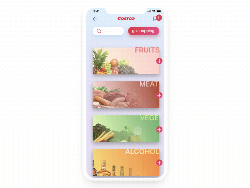 Costco Go - Choose big category animation browse costco expand fresh grocery iphone x life style mobile navigate principle shopping supermarket