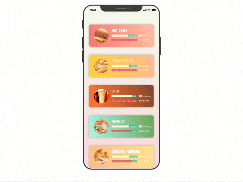 siEAT - adding to cart 2 animation browse food iphone x life style mobile navigate principle prototyping shopping stadium vendor