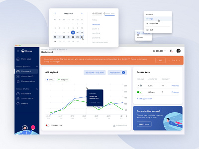 Dashboard in account – Broxus Stardust account banner calendar daily ui dashboard dashboard design dashboard ui design graphic header list menu minimal period select switch ui ux web website