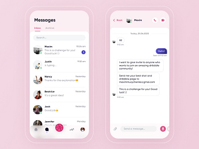 Dribbble invite! Messages & Chat – Dribbble concept design