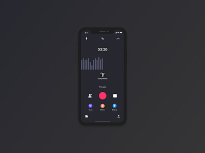 Record UI/UX comment dark design digital iphone podcast product ui ux