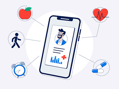 Health data 🚑 2d art app branding character design characterdesign data design graphic design health illustration illustrator logo procreate ui uiux