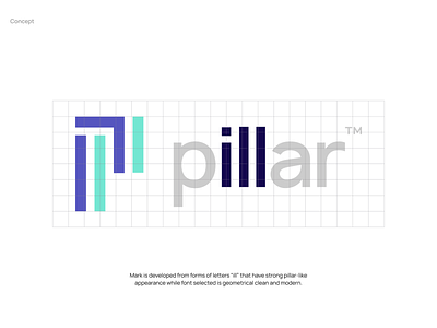 Pillar logo branding corporate corporatebranding design icon identity illustrator letter logo logodesign mark minimal modern monogram pillar procreate strong type typography ui