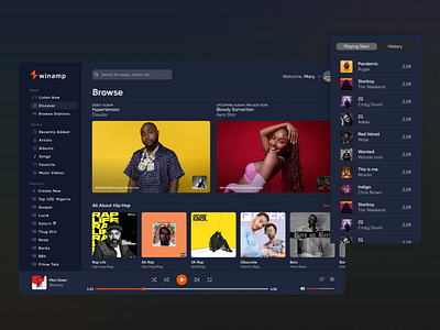 WinAmp Redesign music app music player redesign uiux web app winamp