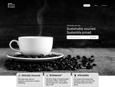 Coffee Corner Landing Page design designlab landing page typography ui ux web