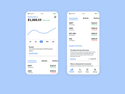 Portfolio Concept app design finance invest investment mobile portfolio product sketch stock ui ux