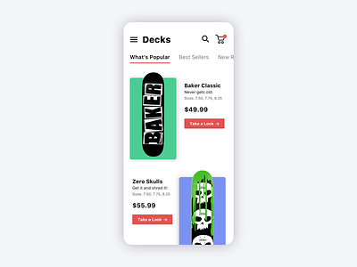 Decks v2.0 design ecommerce mobile product skateboard skateboarding sketch ui ux